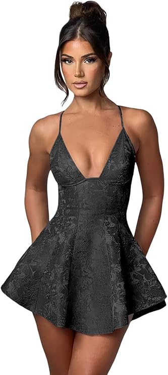 Dressystars Blue Jacquard Homecoming Dress Satin Halter A Line Short Party Dress