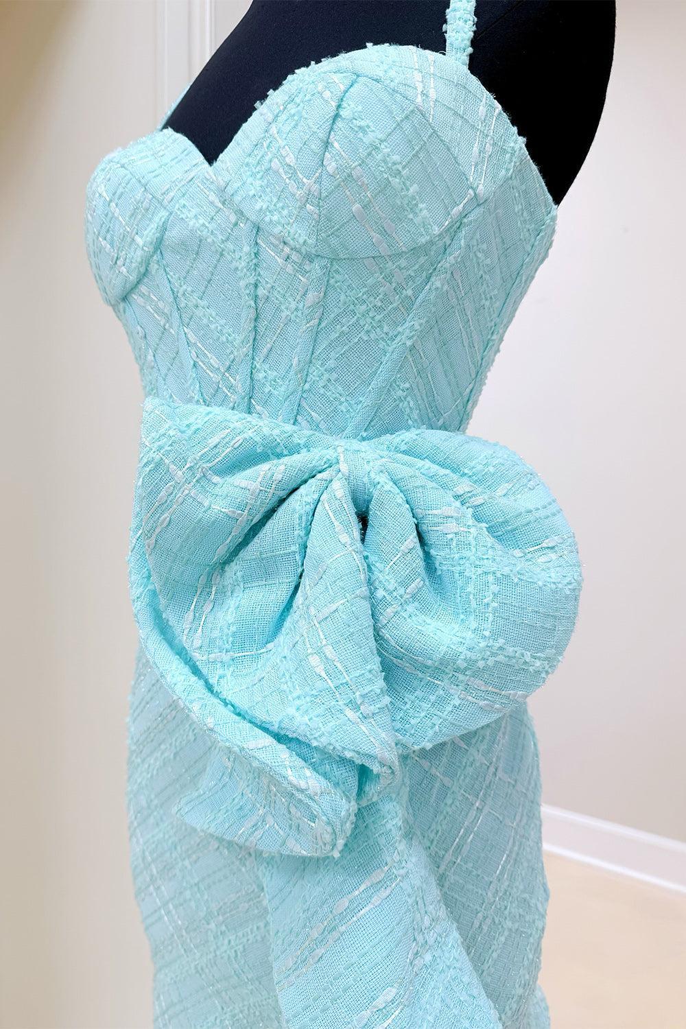Dressystars Blue Ruffled Corset Spaghetti Strap Tight Short Homecoming Dress