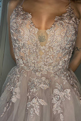 Dressystars Blush Homecoming Dress A-Line Tulle Short Prom Dress with Appliques