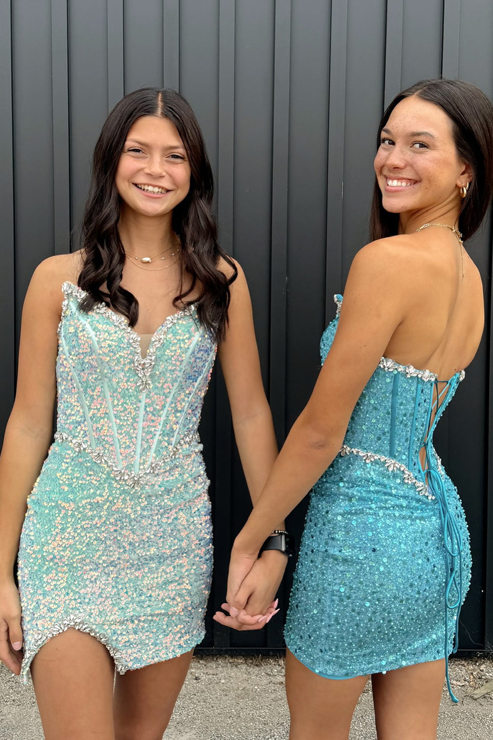 Dressystars Blush Homecoming Dress Strapless Corset Tight Short Prom Dress