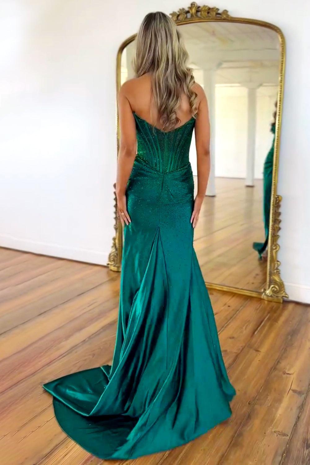 Dressystars Blush Pink Corset Long Beaded Prom Dress With Rhinestone Details Formal Evening Gown