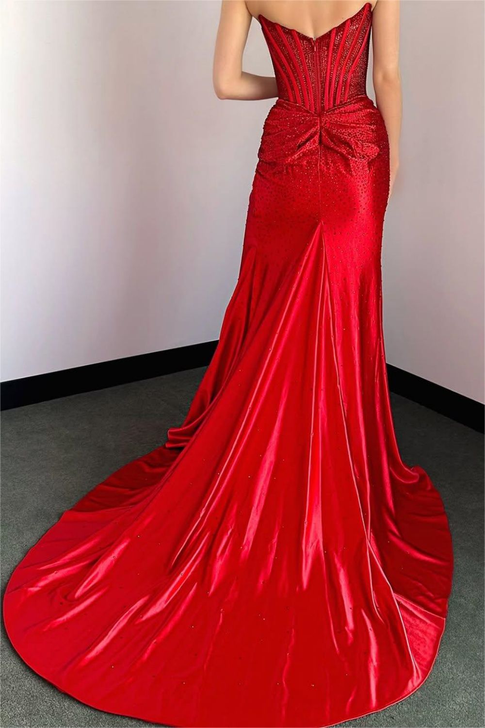 Dressystars Blush Pink Corset Long Beaded Prom Dress With Rhinestone Details Formal Evening Gown