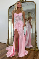 Dressystars Blush Pink Corset Long Beaded Prom Dress With Rhinestone Details Formal Evening Gown