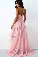 Dressystars Blush Pink Wedding Guest Dress Asymmetrical Sweetheart High-Low Formal Dress