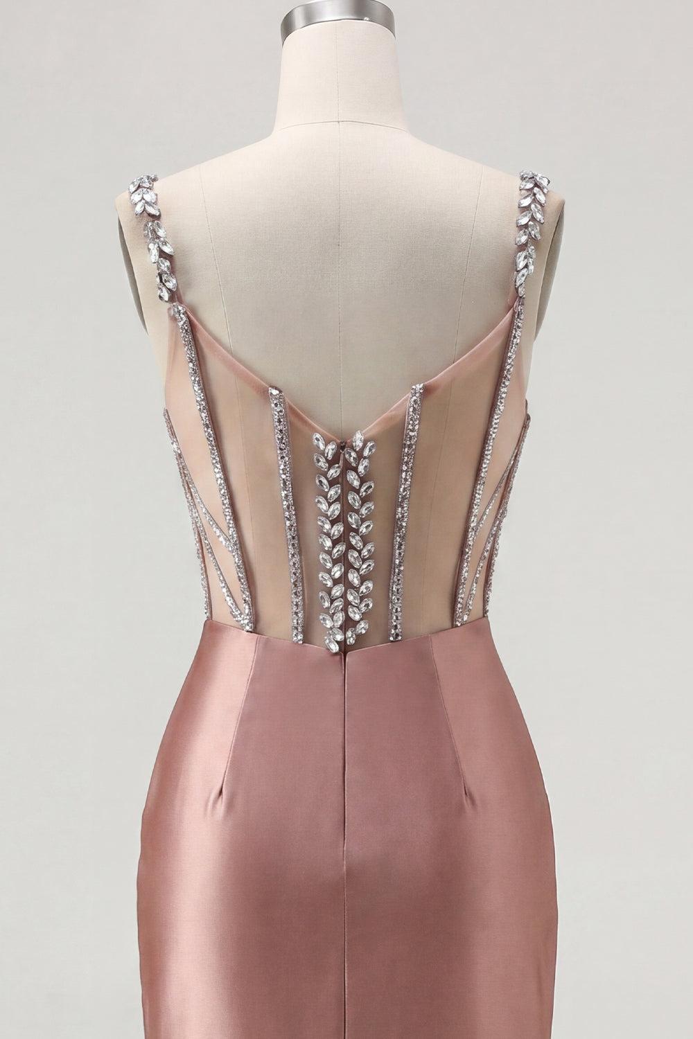 Dressystars Blush Spaghetti Straps Beaded Corset Tight Short Homecoming Dress