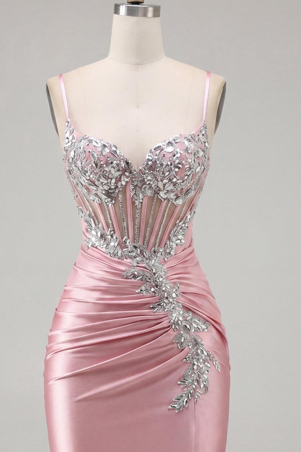 Dressystars Blush Spaghetti Straps Beaded Tight Corset Short Homecoming Dress