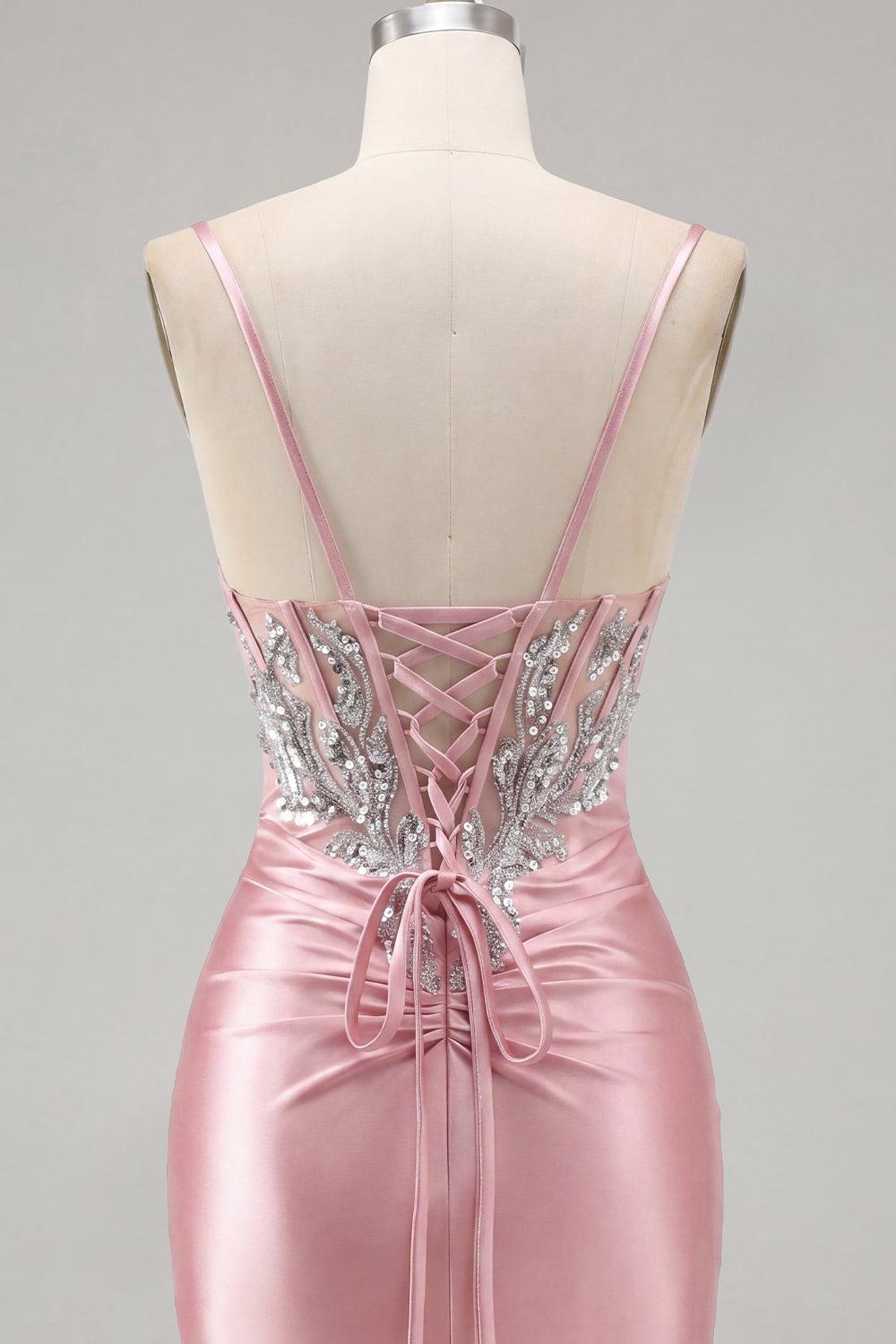Dressystars Blush Spaghetti Straps Beaded Tight Corset Short Homecoming Dress
