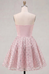Dressystars Blush Strapless Beaded Ruched A-Line Short Homecoming Dress