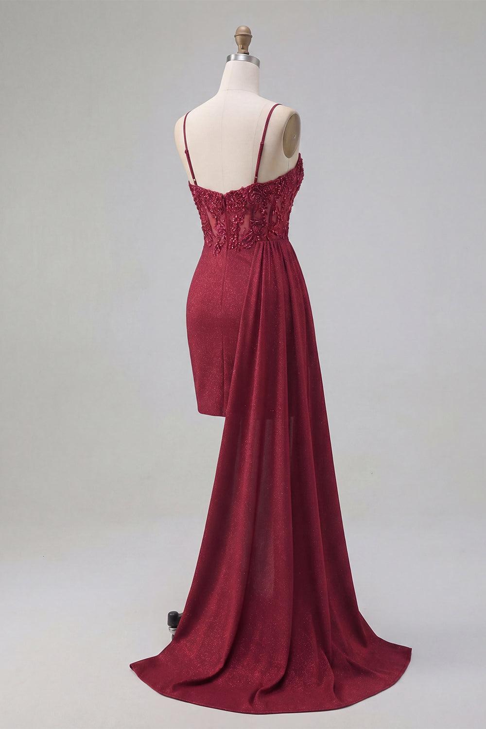 Dressystars Burgundy Beaded Ruched Tight Short Homecoming Dress with Side Cape