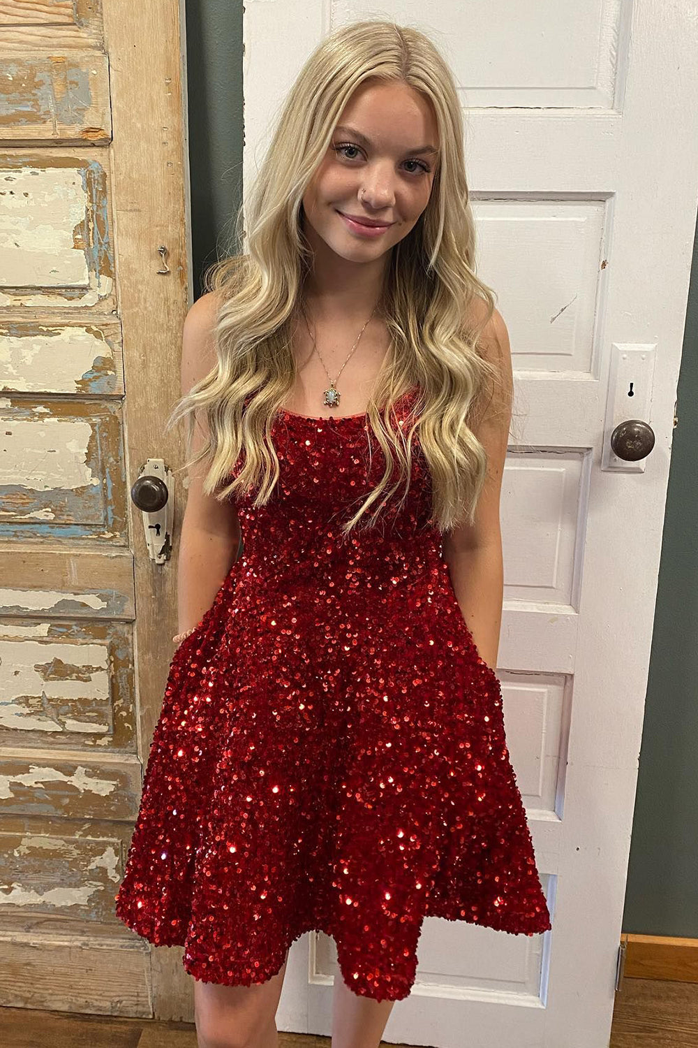 Dressystars Burgundy Homecoming Dress A-Line Backless Short Hoco Dress with Pockets