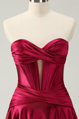 Dressystars Burgundy Homecoming Dress Sweetheart Corset A Line Short Prom Dress