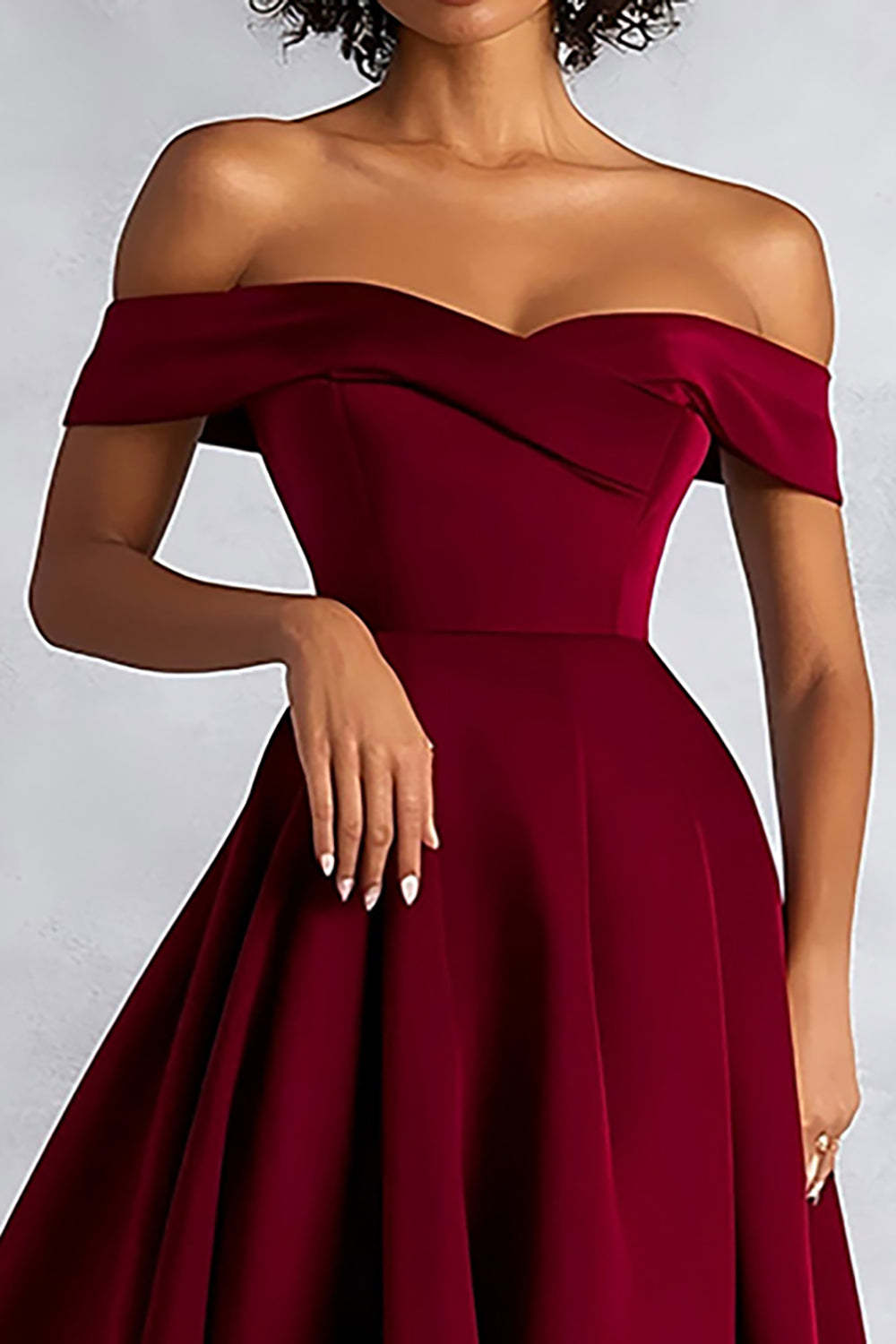 Dressystars Women Burgundy Wedding Guest Dress A Line Ruched Knee-Length Formal Dress Dressystars Women Burgundy Wedding Guest Dress A Line Ruched Knee-Length Formal Dress
