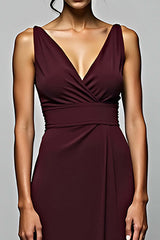 Dressystars Cabernet Sheath Backless Long Formal Dress With Slit
