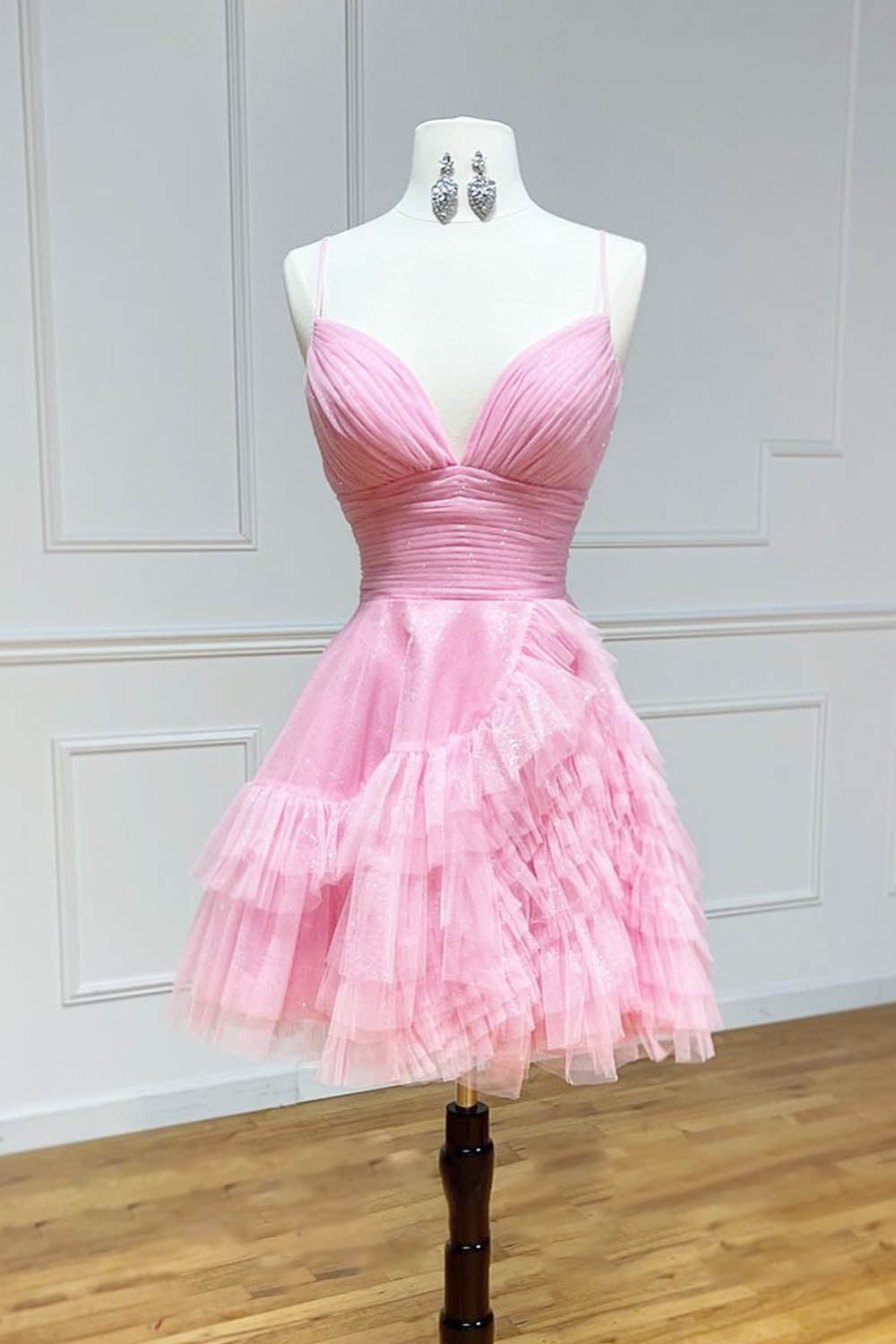 Dressystars Champagne Homecoming Dress Spaghetti Straps Tulle Short Party Dress