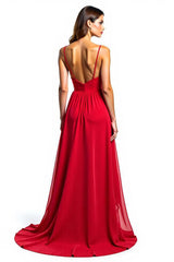 Dressystars Chiffon High-Low Spaghetti Straps Red Wedding Guest Dress Formal Dress