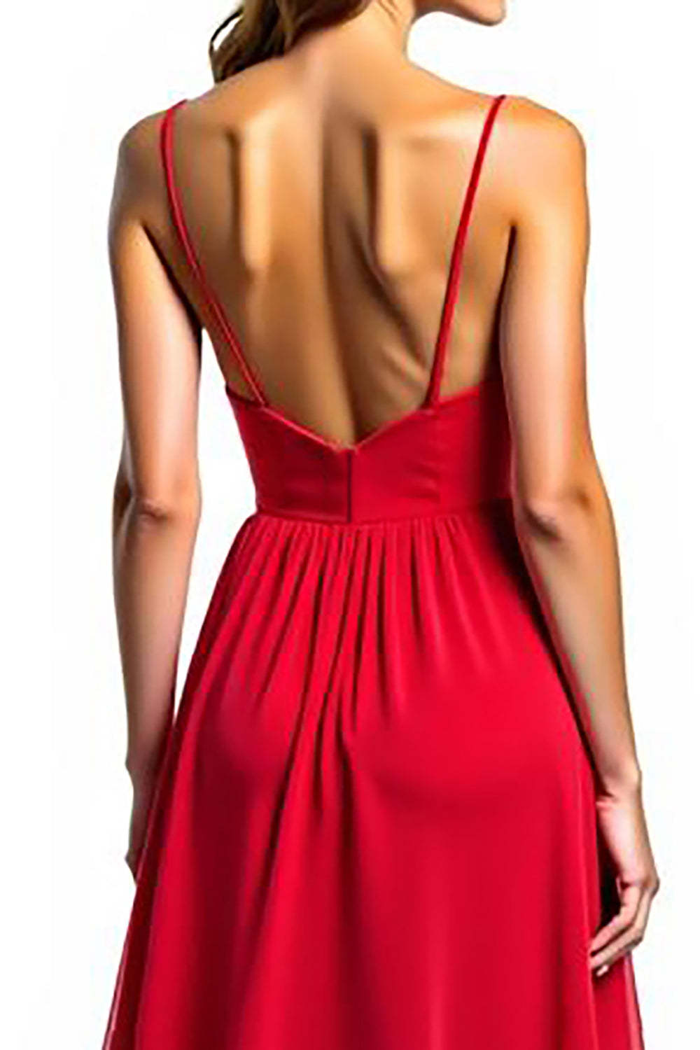 Dressystars Chiffon High-Low Spaghetti Straps Red Wedding Guest Dress Formal Dress