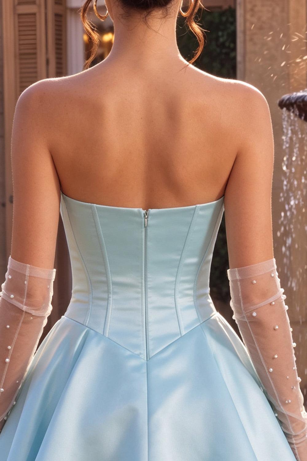 Dressystars Corset Satin Ruffled Sky Blue A Line Short Homecoming Dress