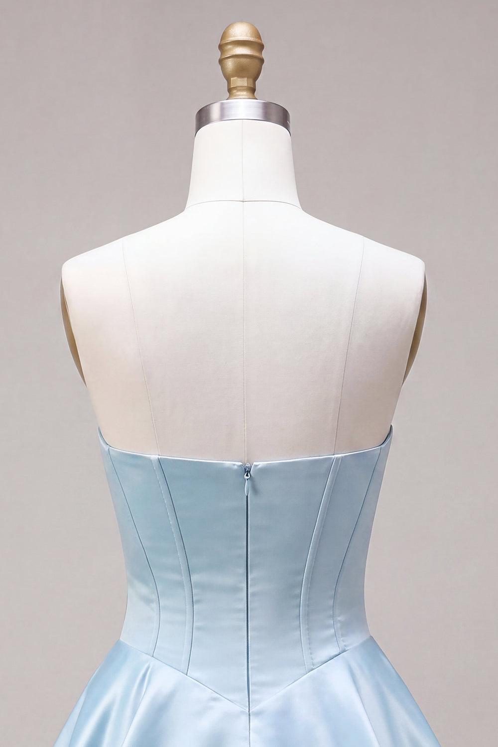 Dressystars Corset Satin Ruffled Sky Blue A Line Short Homecoming Dress