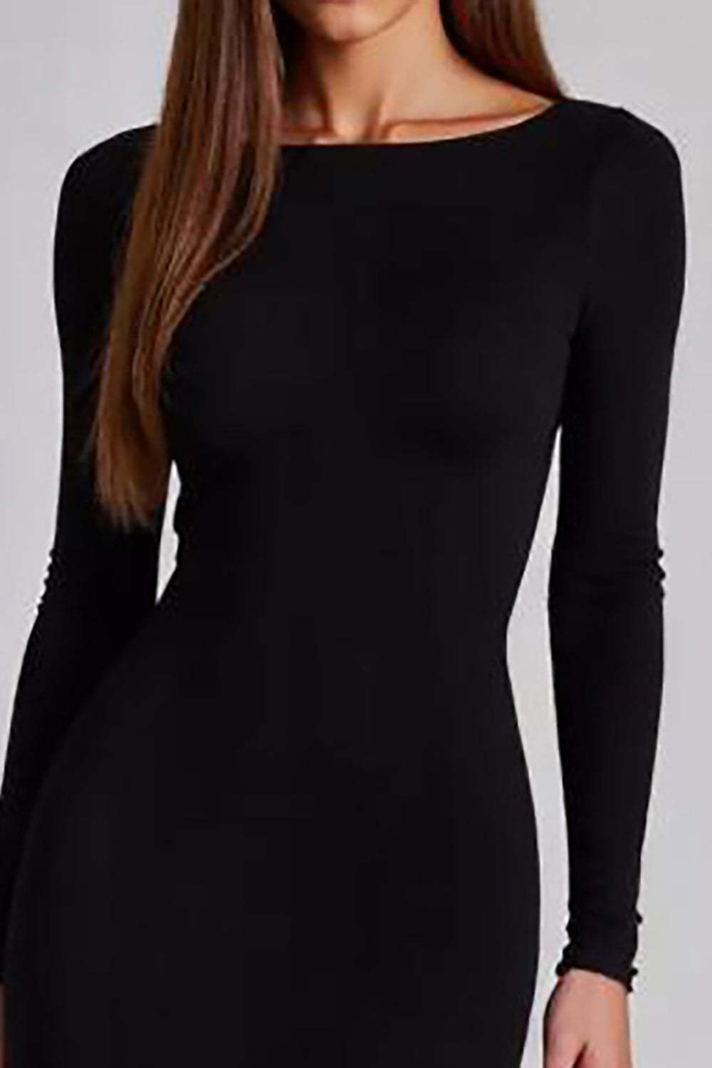 Dressystars Cut Out Jersey Black Wedding Guest Dress Long Sleeves Formal Dress With Slit