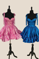 Dressystars Cute Pink Homecoming Dress A-Line Short Prom Dress with Bow