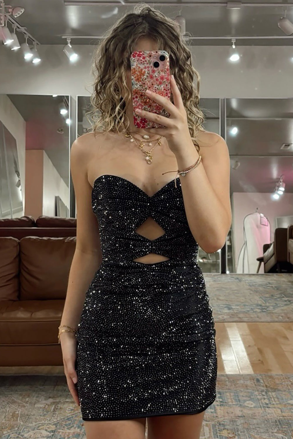 Dressystars Dark Green Cut Out Tight Homecoming Dresses Short Cocktail Dresses With Beading