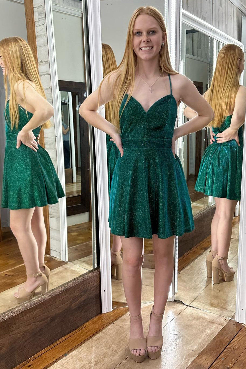 Dressystars Dark Green Homecoming Dress A-Line Short Prom Dress