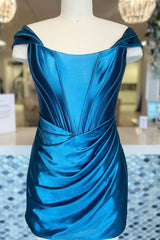 Dressystars Dark Green Homecoming Dress Corset Off the Shoulder Ruched Tight Prom Dress