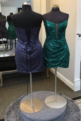 Dressystars Dark Green Homecoming Dress Corset Tight Short Prom Dress with Sequin