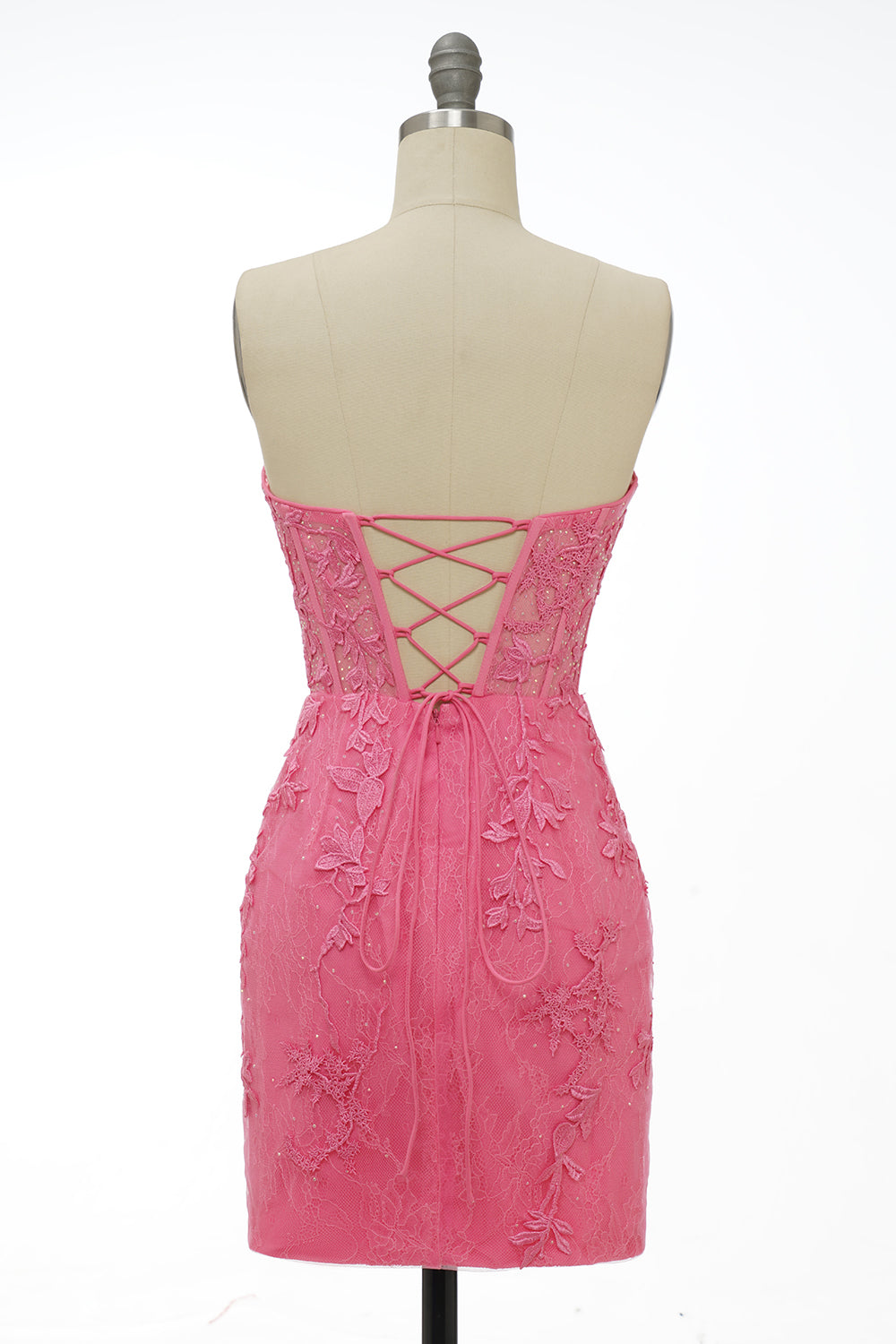 Dressystars Dark Green Homecoming Dress Strapless Corset Tight Short Prom Dress with Appliques