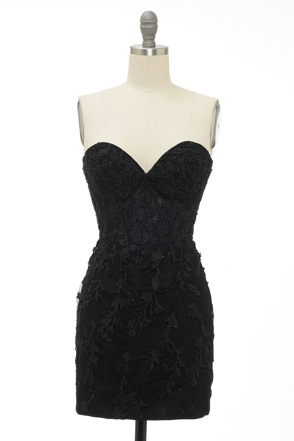 Dressystars Dark Green Homecoming Dress Strapless Corset Tight Short Prom Dress with Appliques