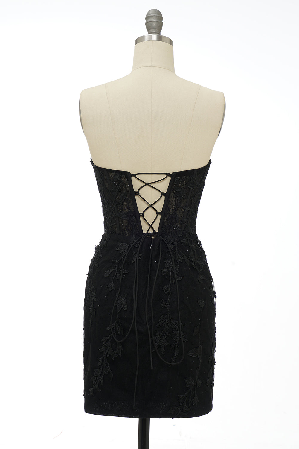 Dressystars Dark Green Homecoming Dress Strapless Corset Tight Short Prom Dress with Appliques