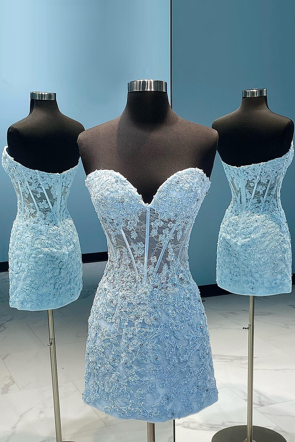 Dressystars Dark Green Homecoming Dress Strapless Corset Tight Short Prom Dress with Appliques