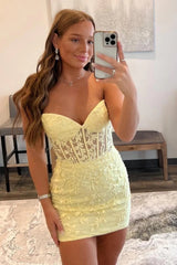 Dressystars Dark Green Homecoming Dress Strapless Corset Tight Short Prom Dress with Appliques