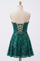 Dressystars Dark Green Strapless Corset A-Line Short Homecoming Dress