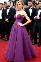 Dressystars Dark Purple Wedding Guest Dress Tulle Elegant Sweetheart A Line Gala Dress