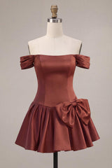 Dressystars Desert Rose A-Line Satin Short Homecoming Dress with Bow