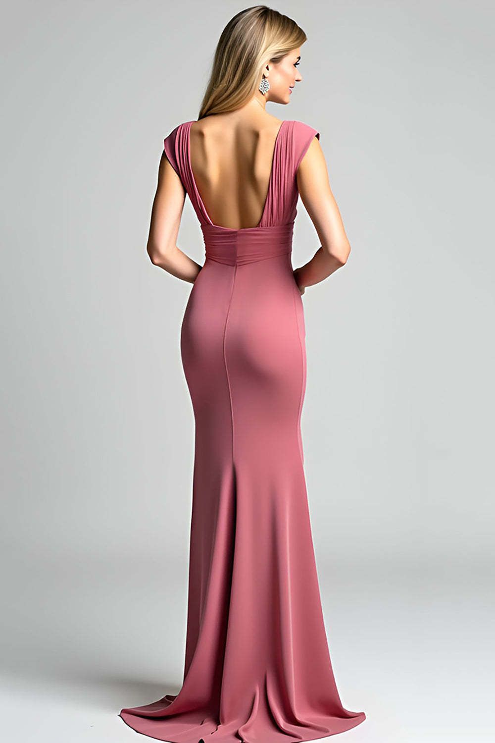Dressystars Desert Rose Mermaid V-Neck Long Ruched Formal Dress