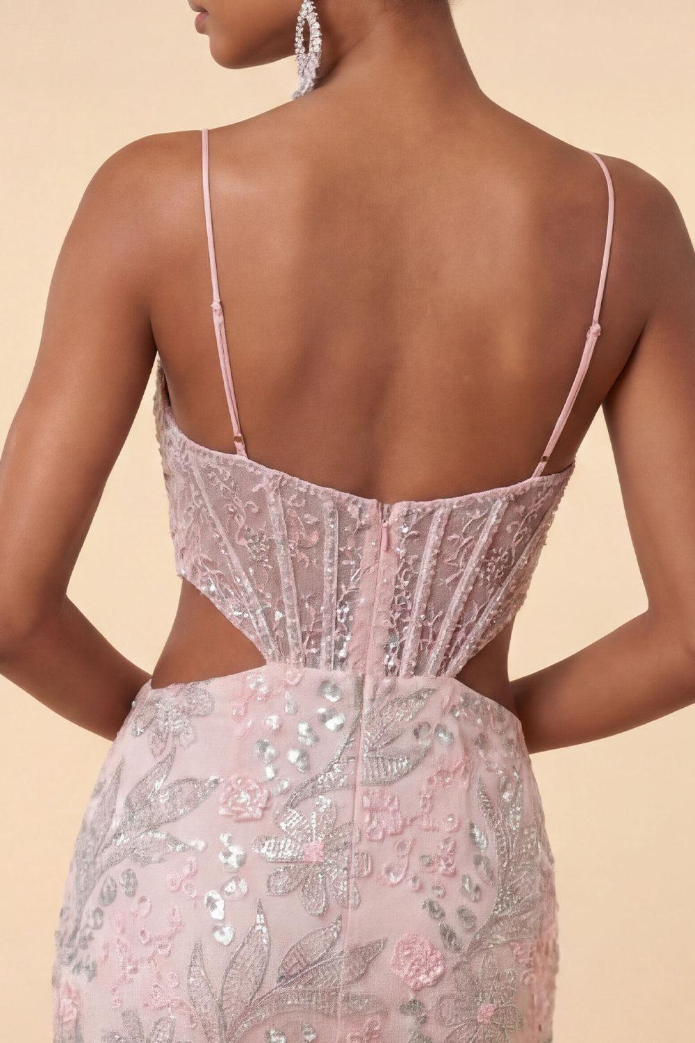 Dressystars Floral Blush Corset Tight Cut Out Short Homecoming Dress