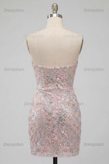 Dressystars Floral Blush Corset Tight Ruched Sequins Short Homecoming Dress