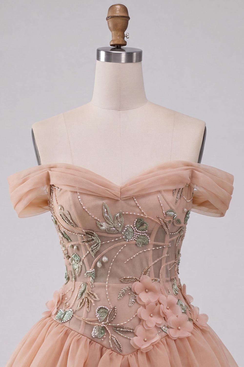 Dressystars Floral Corset Light Pink A Line Beaded Short Homecoming Dress