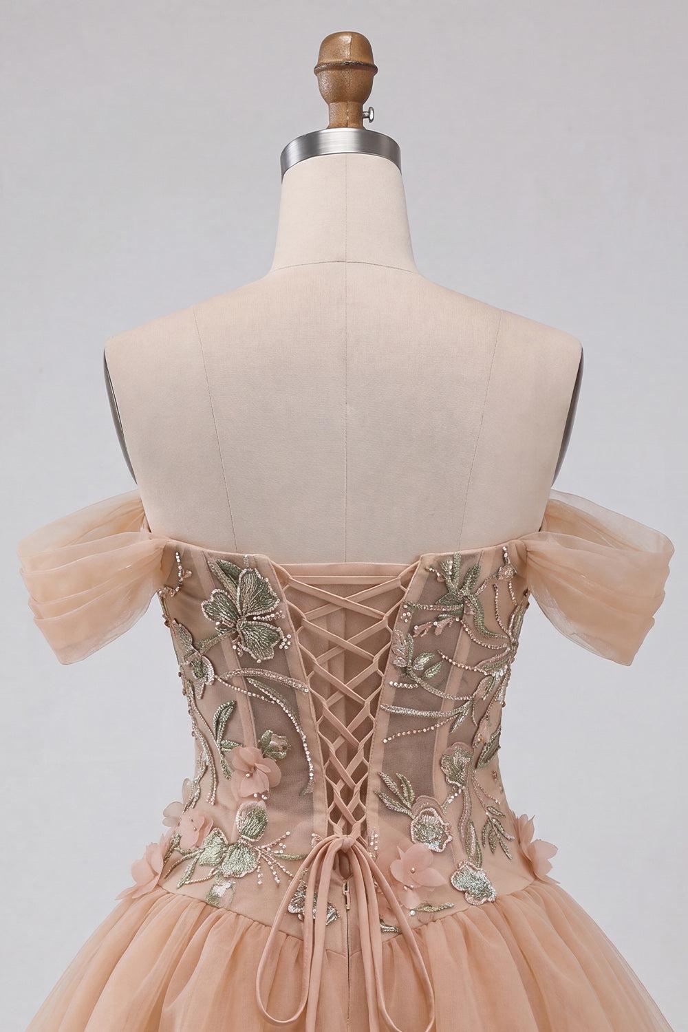 Dressystars Floral Corset Light Pink A Line Beaded Short Homecoming Dress