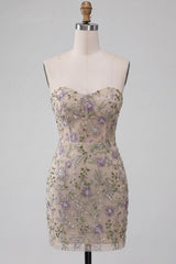 Dressystars Floral Dusty Sage Beaded Tight Short Corset Homecoming Dress