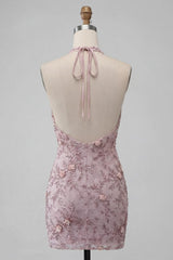 Dressystars Floral Halter Fog Tight Short Beaded Homecoming Dress