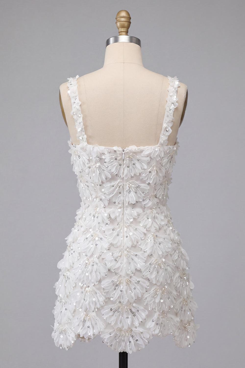 Dressystars Floral Ivory Sequin Tight Short A-Line Homecoming Dress