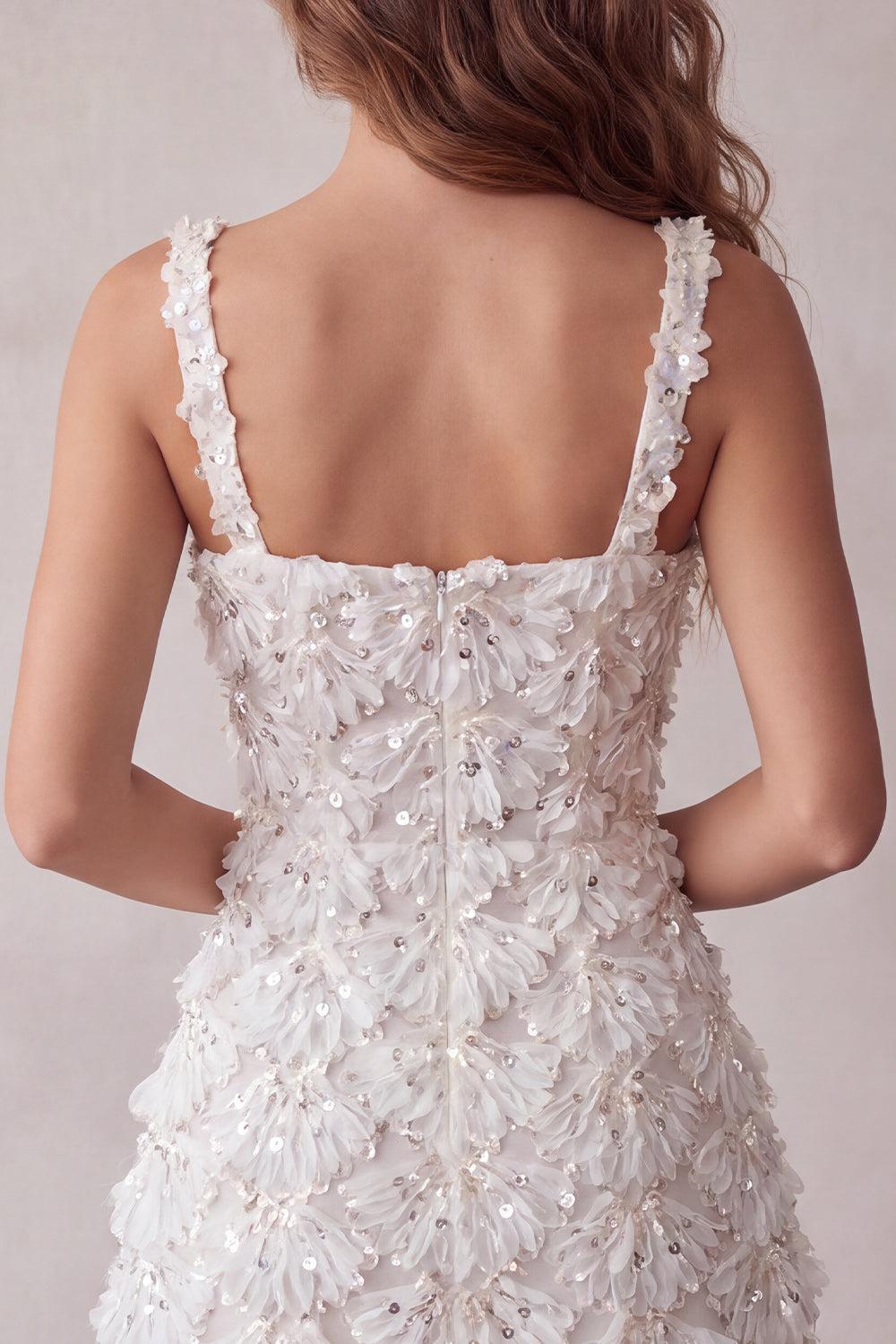 Dressystars Floral Ivory Sequin Tight Short A-Line Homecoming Dress