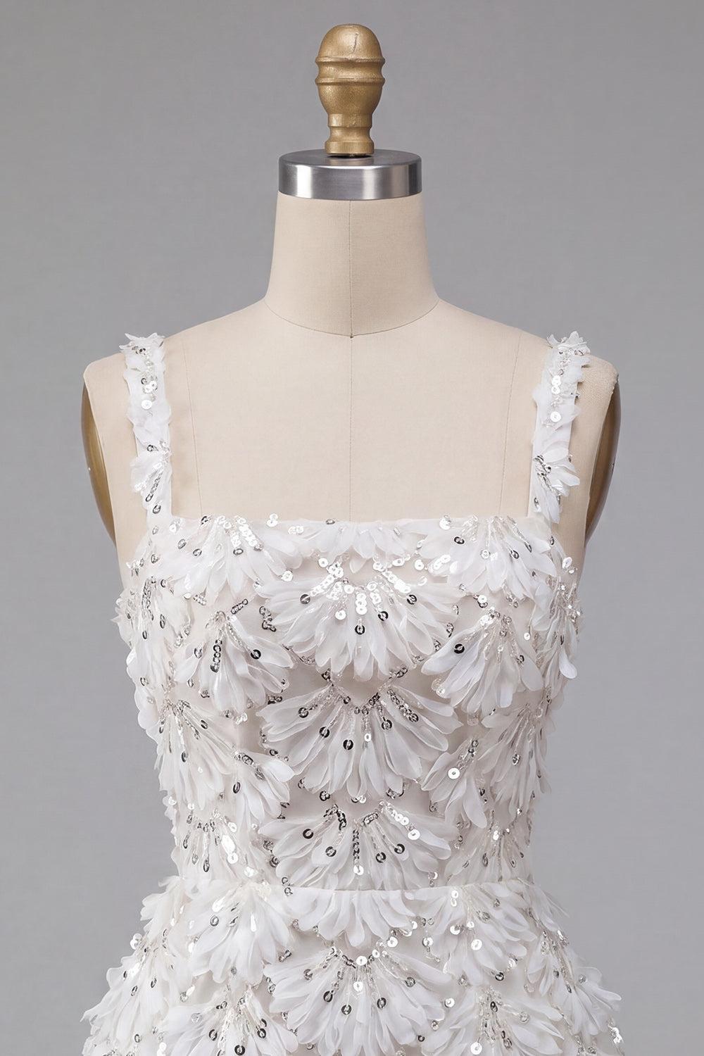 Dressystars Floral Ivory Sequin Tight Short A-Line Homecoming Dress