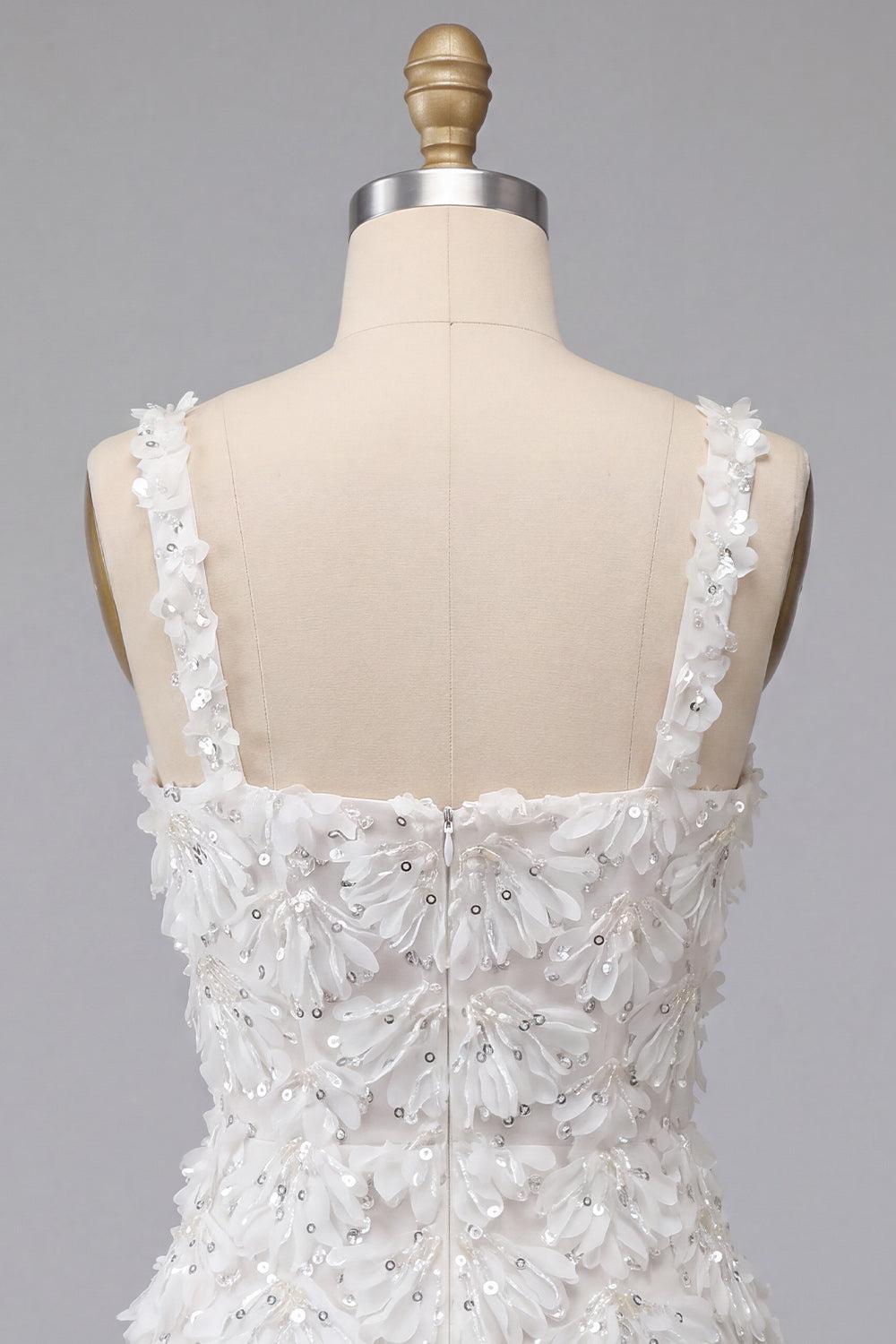 Dressystars Floral Ivory Sequin Tight Short A-Line Homecoming Dress
