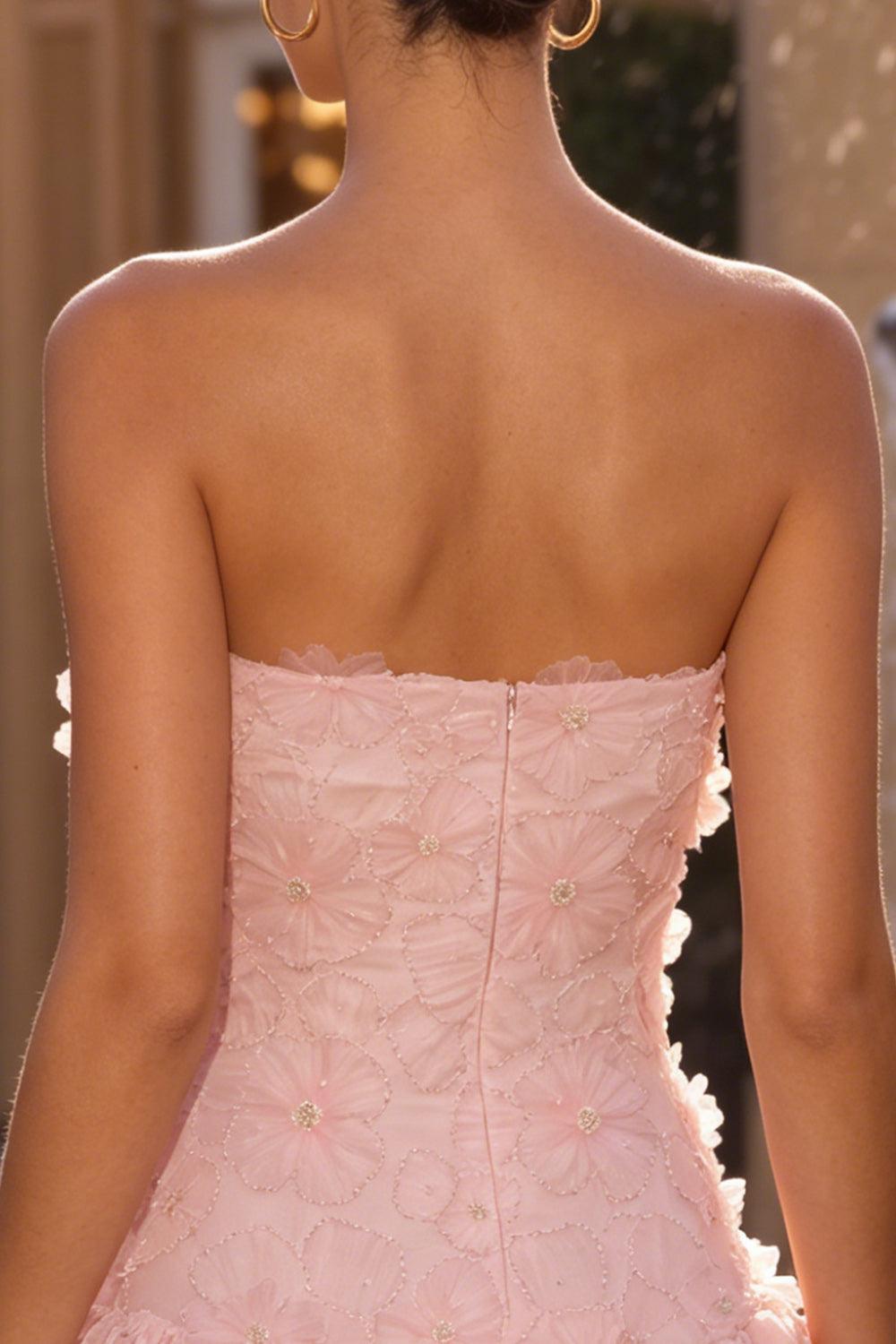Dressystars Floral Pink A-Line Beaded Short Homecoming Dress