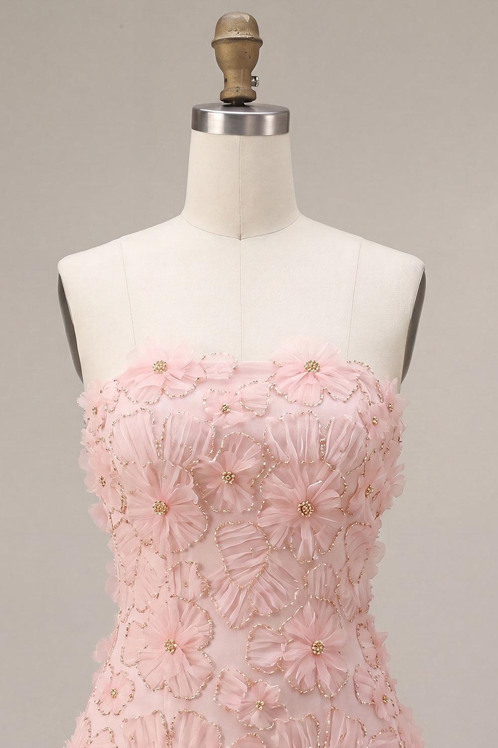 Dressystars Floral Pink A-Line Beaded Short Homecoming Dress