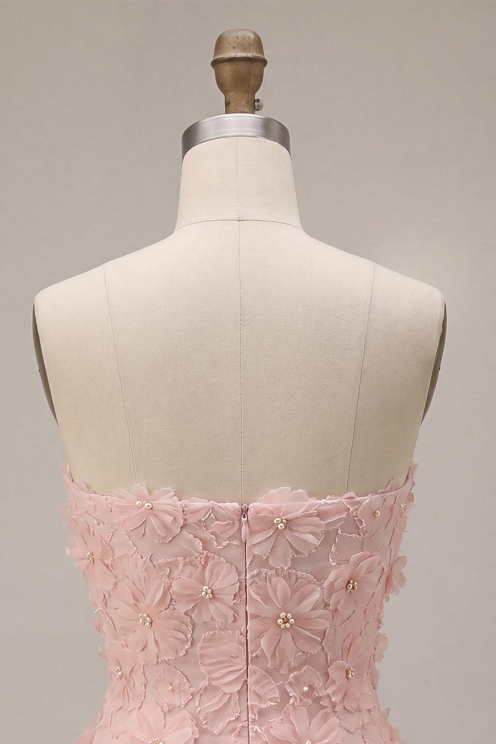 Dressystars Floral Pink A-Line Beaded Short Homecoming Dress